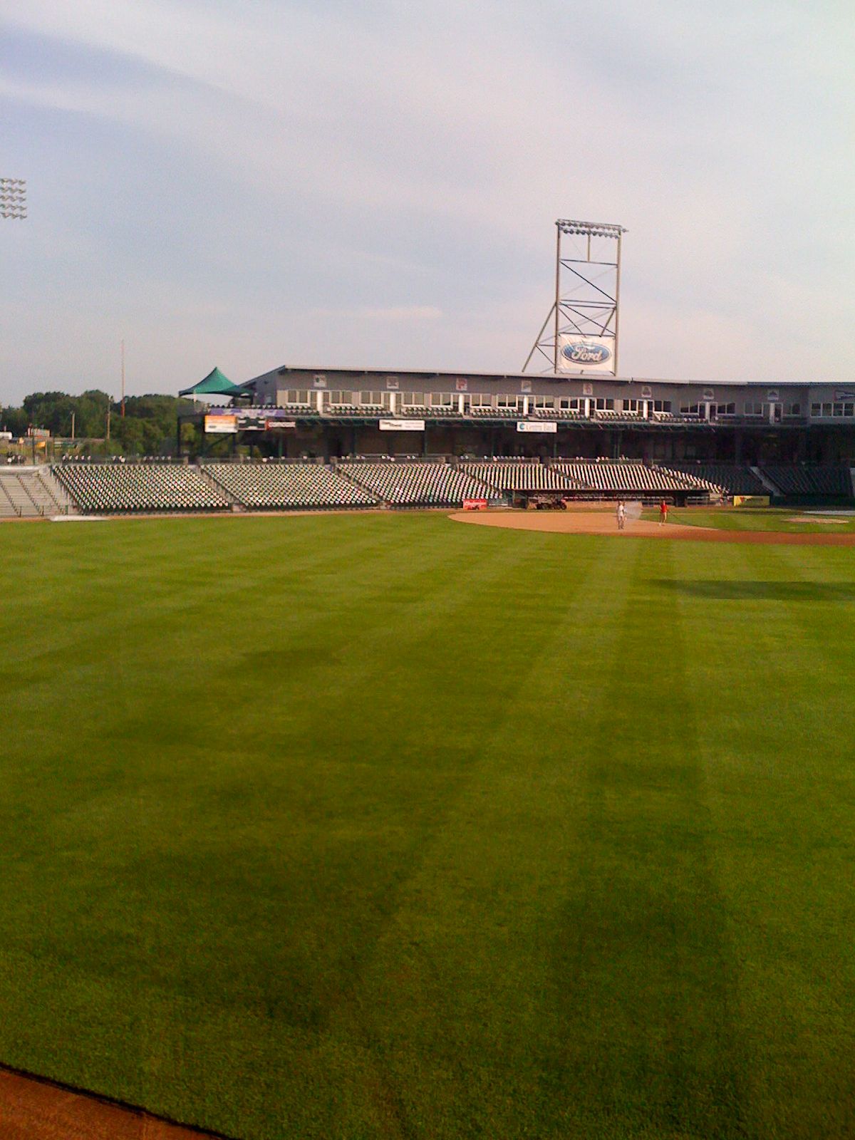 Mowed grasses at the field in Northeast Delta Dental Stadium