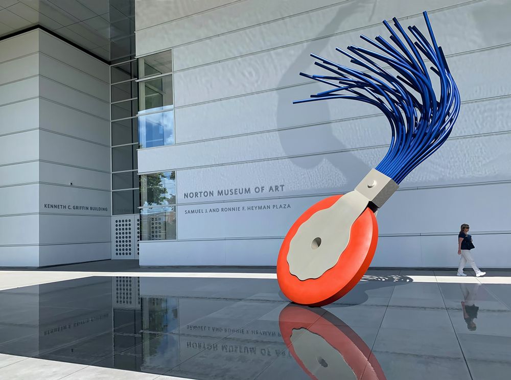 A sculpture in the entrance of Norton Museum of Art