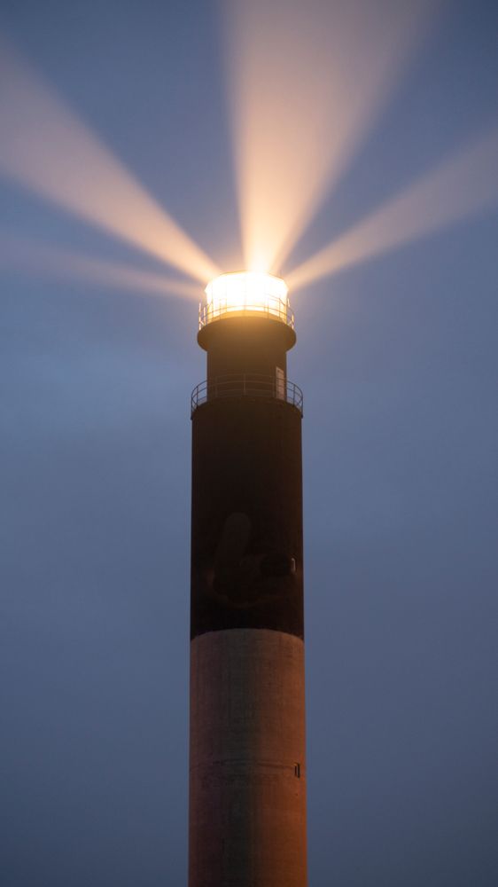 Light beaming out from Oak Island Lighthouse