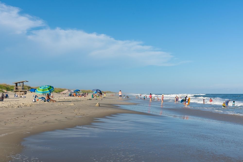 Visitors enjoying on a beach in Ocracoke Island