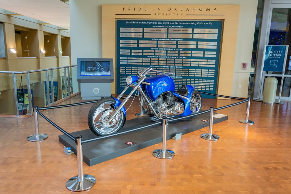 Motor bike displayed at Oklahoma History Center
