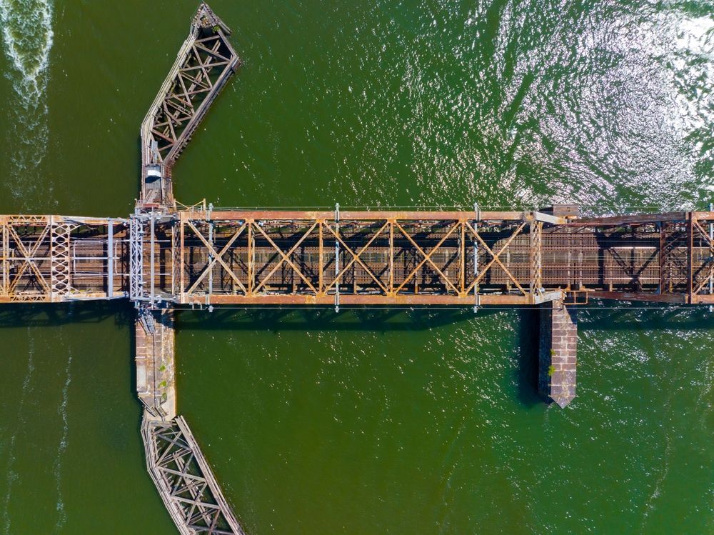 Bird's eye view of the Old Lyme Bridge