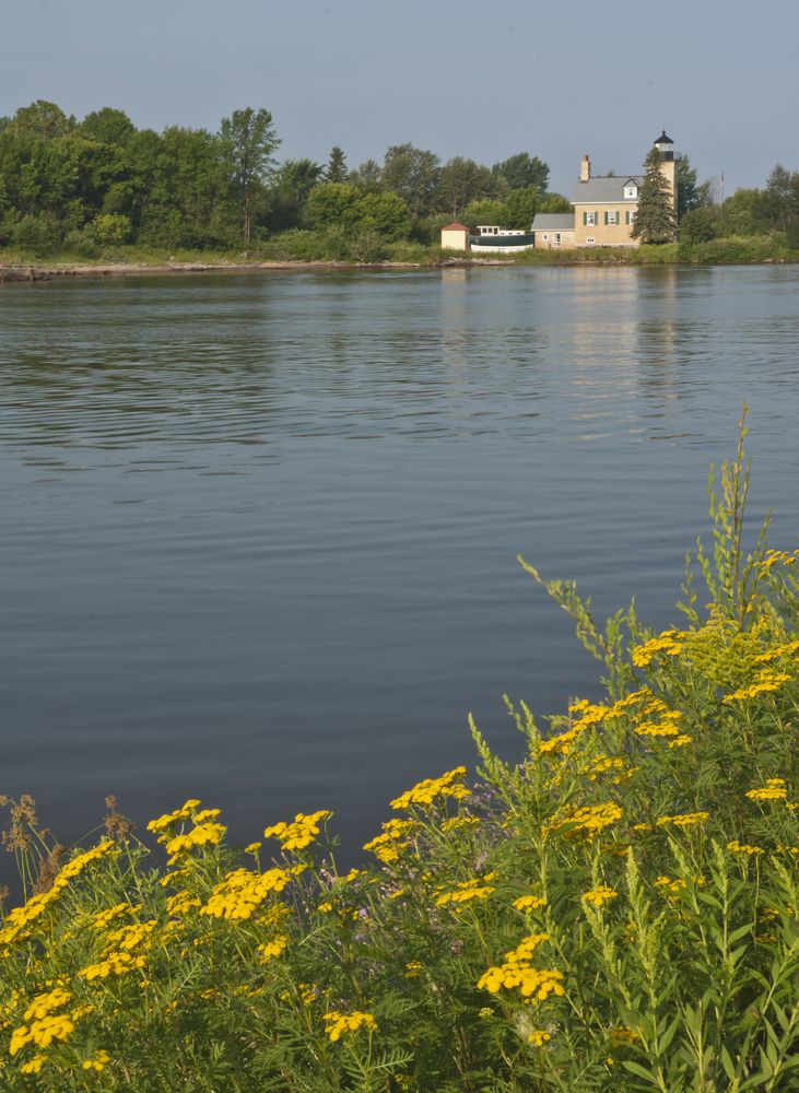 A distant view of Ontonagon Lighthouse