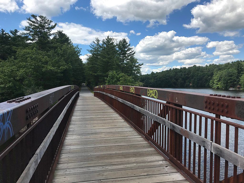 Bridge over the river along the Piscataquog Trail