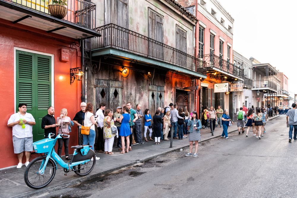 People waiting outside Preservation Hall