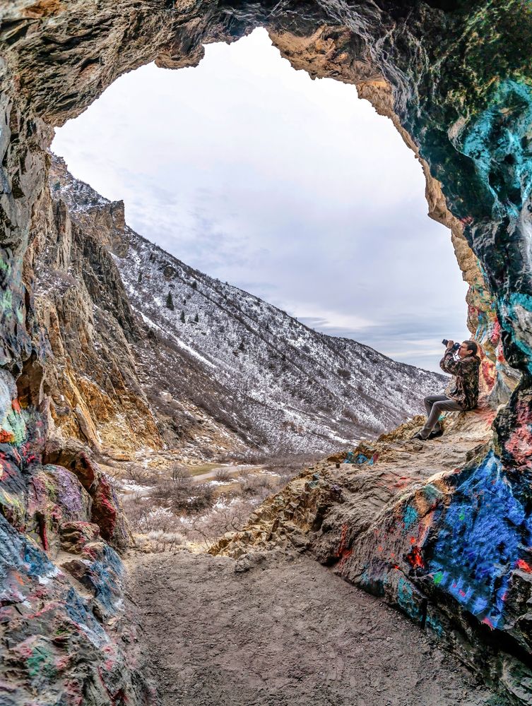 Natural stone arch formation at Provo Canyon