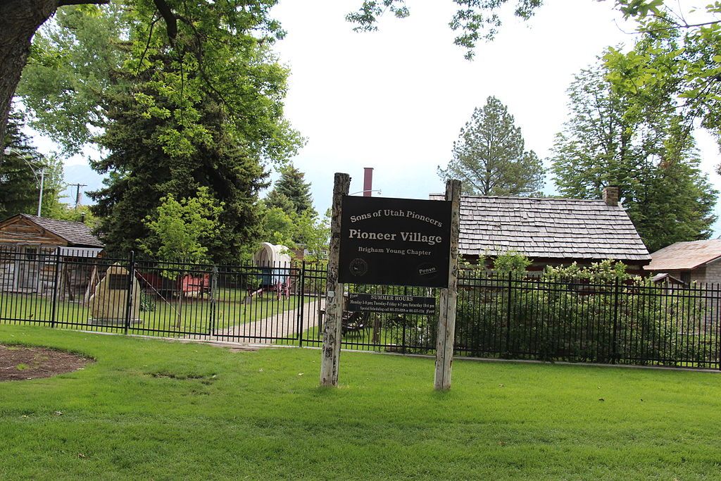 Welcome sign of Provo Pioneer Village