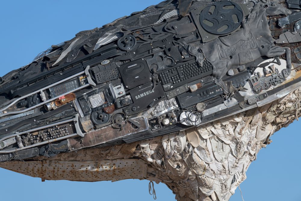 Closer view of Recycled Roadrunner Sculpture