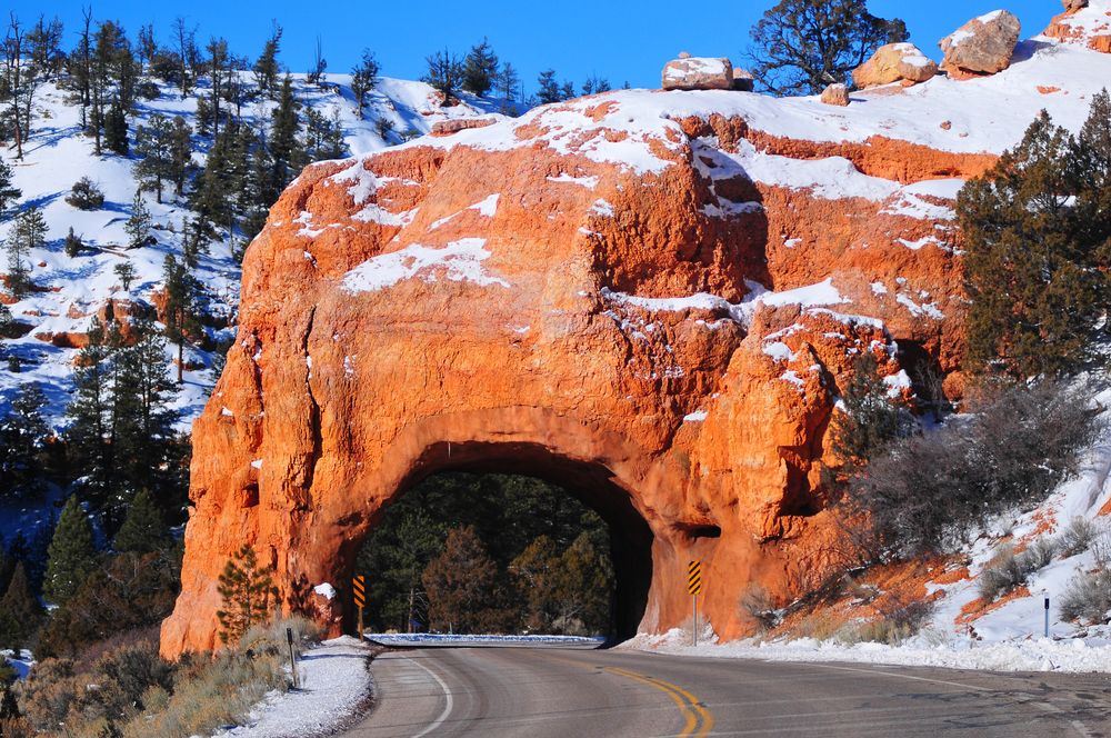 Winter view of the Red Canyon Arch