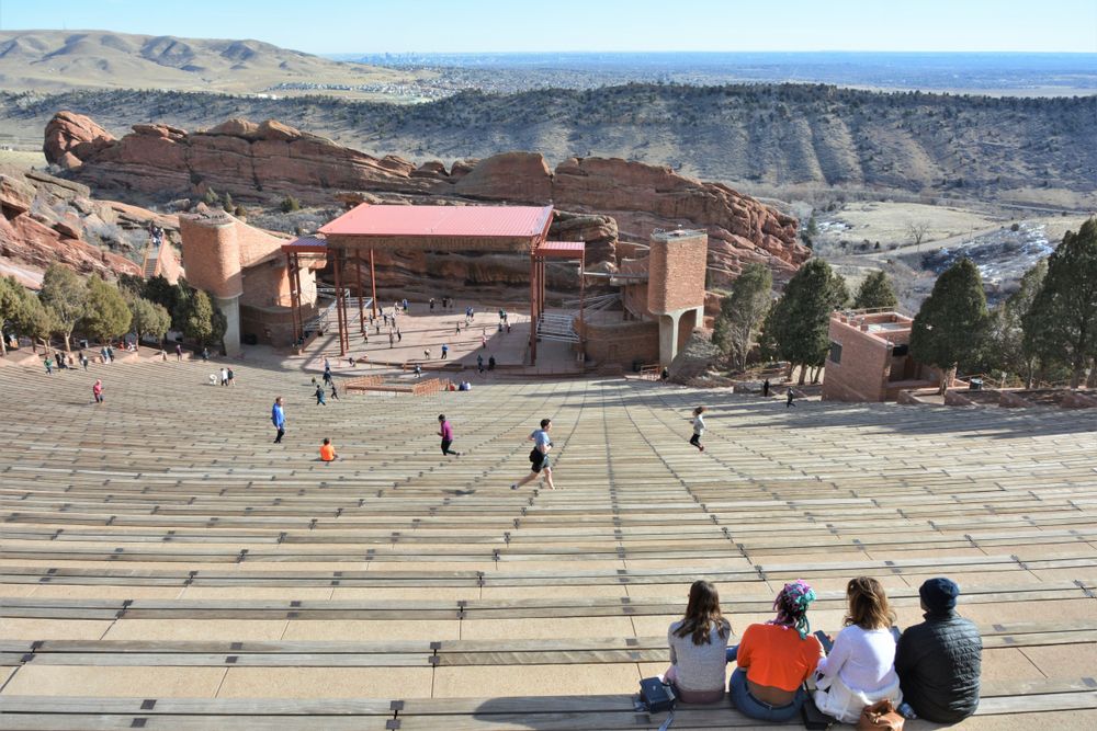People enjoying their day at Red Rocks Park and Amphitheatre