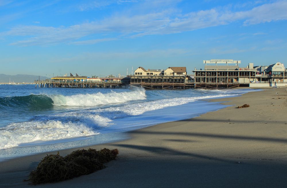 Waves about to crash on Redondo County Beach shore