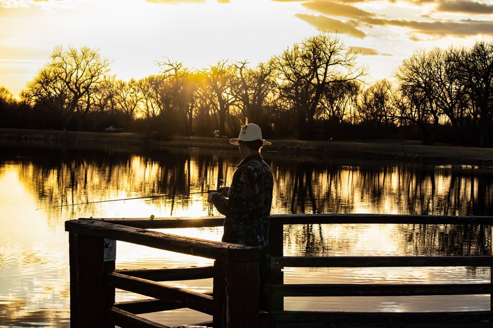 A man fishing at Riverfront Park