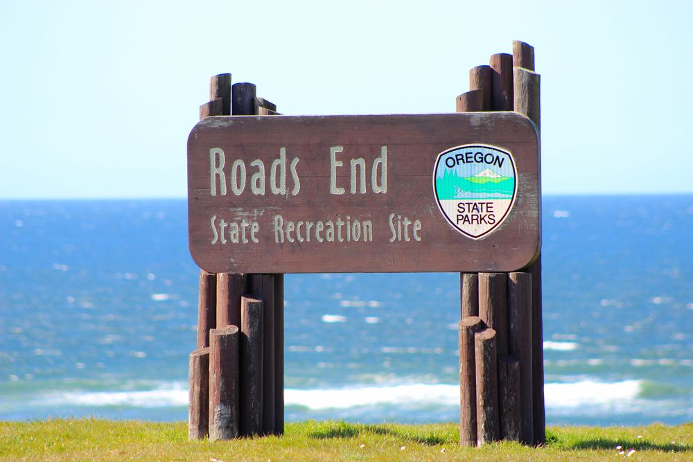 Signboard of Road’s End State Recreation Site
