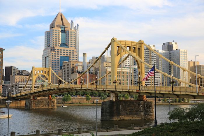 Daytime view of Roberto Clemente Bridge