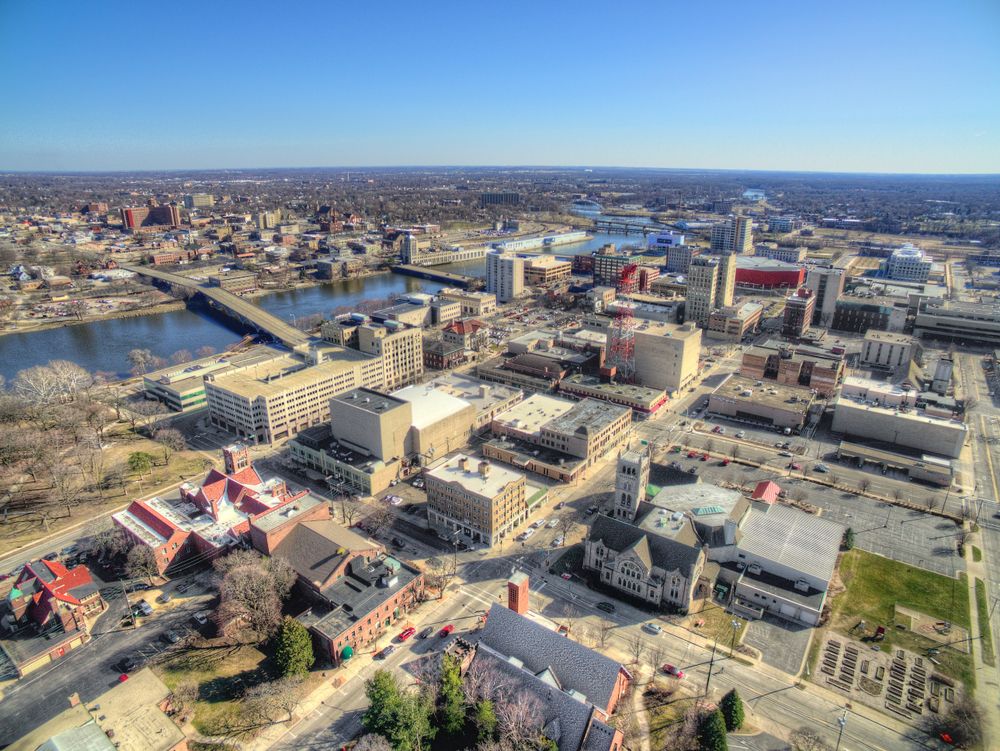 Aerial view of Rockford, Illinois