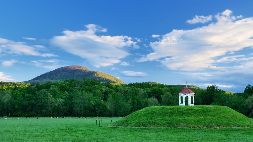Daytime view of Romeo and Juliet Indian mound tragedy site