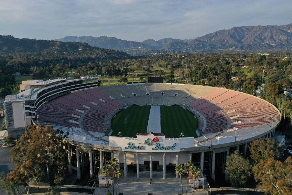 Aerial view of Rose Bowl Stadium