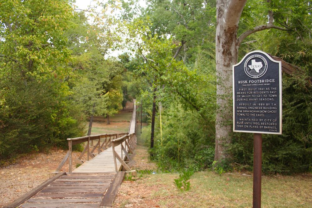 View of the long Rusk Footbridge