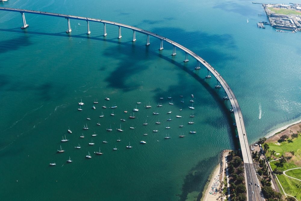 Top view of San Diego-Coronado Bridge
