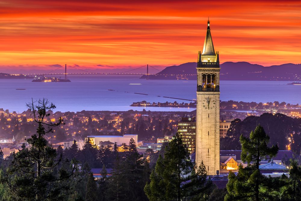 Night view of Sather Tower