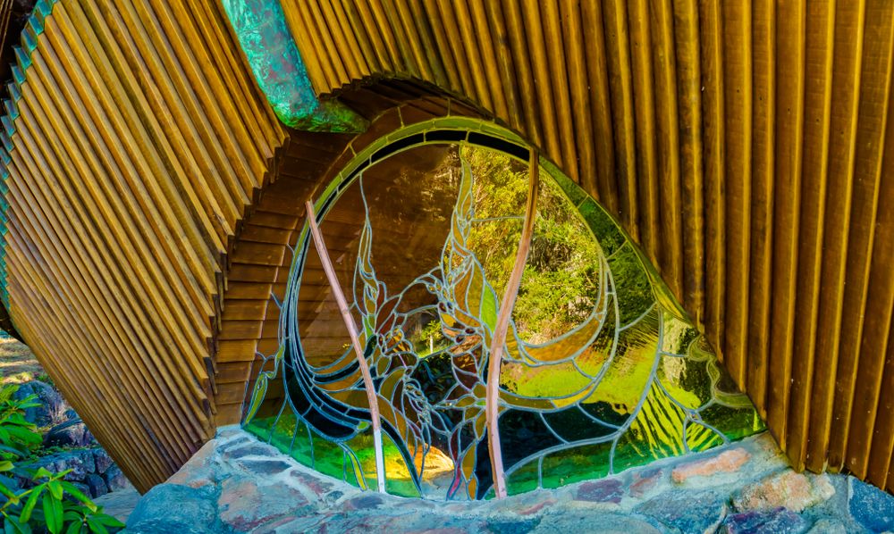 Stained glass window at Sea Ranch Chapel