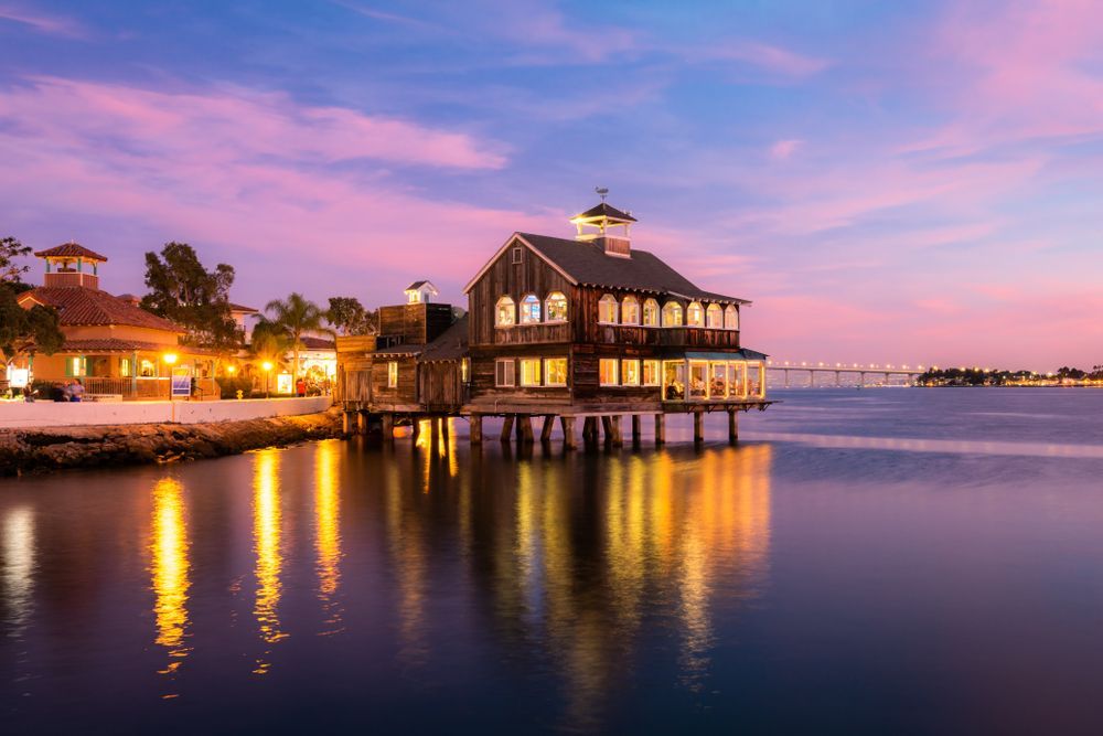 Marvellous view of the Seaport Village during twilight