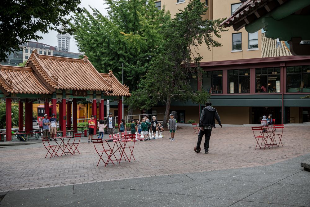 Kids playing at Seattle Chinatown-International District