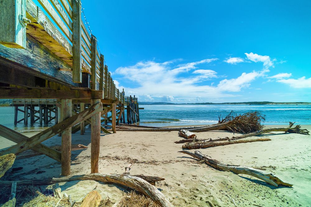 Wooden pier at Siletz Bay