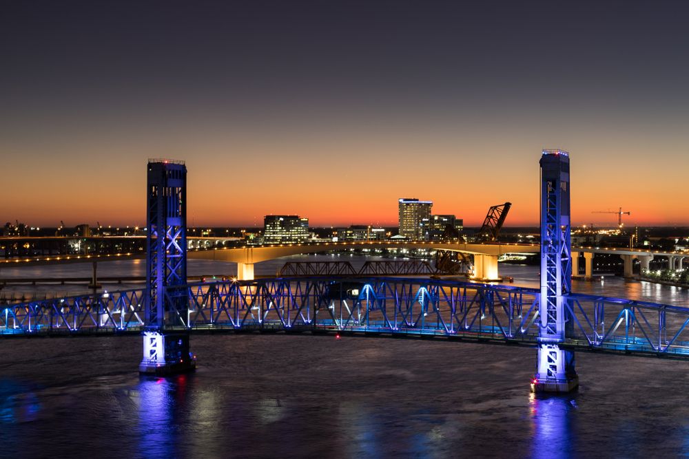 Night view of Southbank Riverwalk