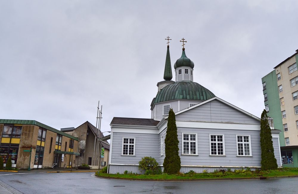 Green Grey building of St. Michael's Orthodox Cathedral