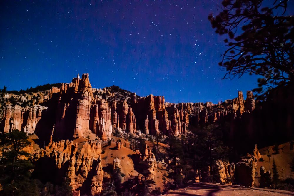 Stargazing night sky at Bryce Canyon