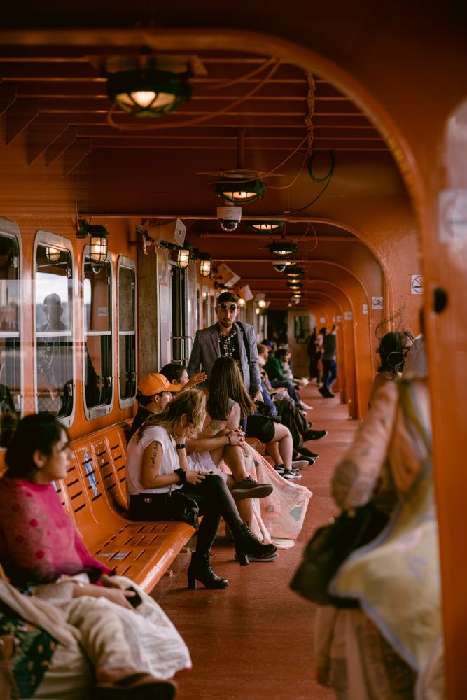People enjoying the Staten Island Ferry ride