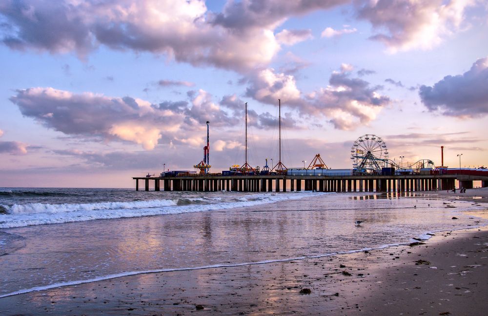 Beautiful sunset over Steel Pier, Atlantic City
