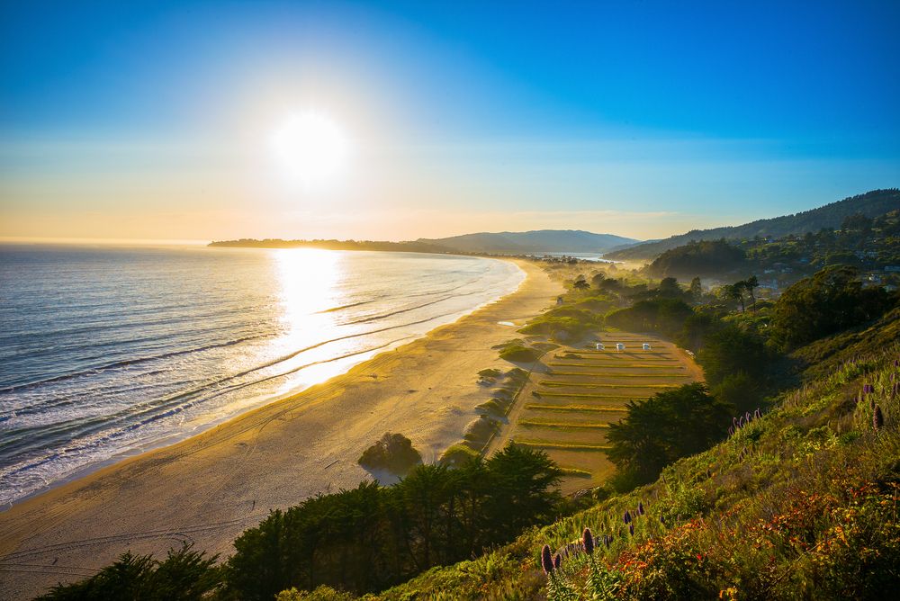 Sunset reflecting on Stinson Beach