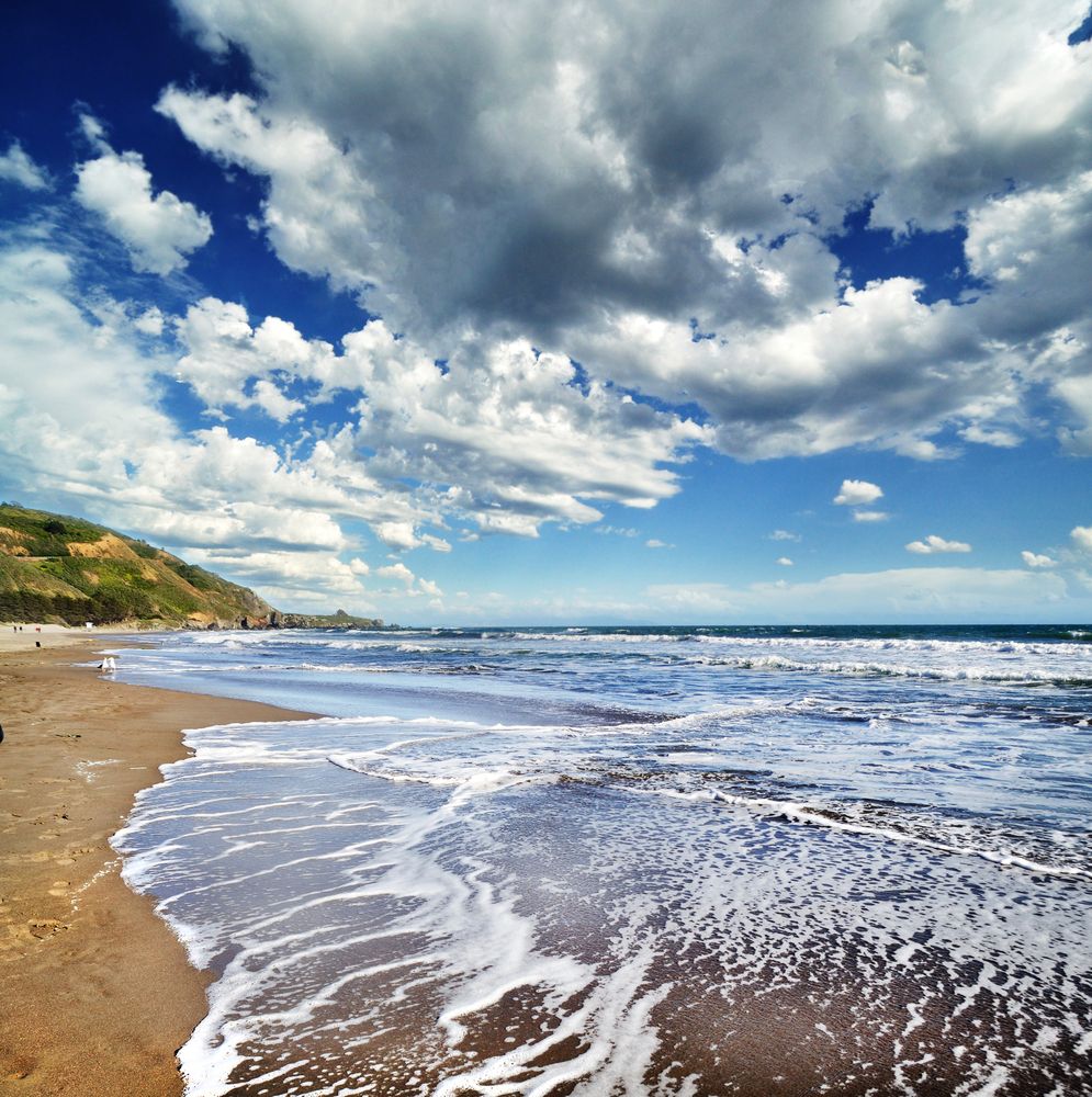 Waves covering the Stinson Beach shore