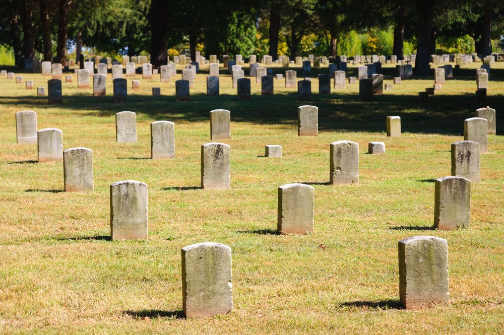 Tomb stones lined perfectly at Stone River National Cemetrery