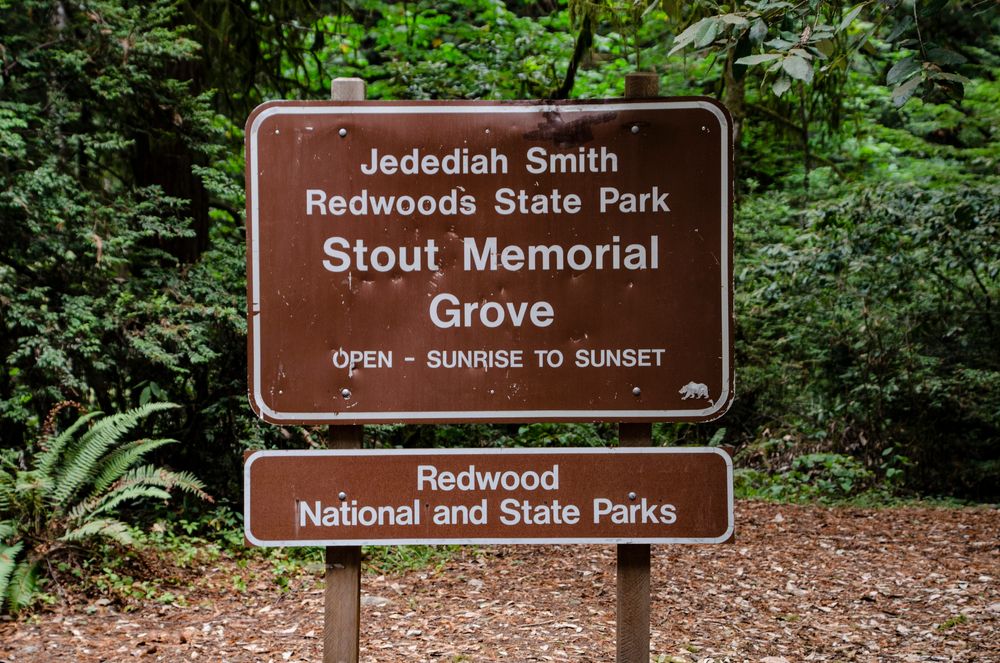 Sign board at Stout Grove