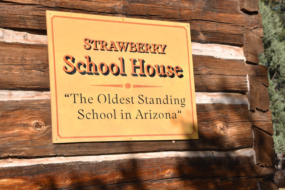 Sign on Strawberry School House's wall