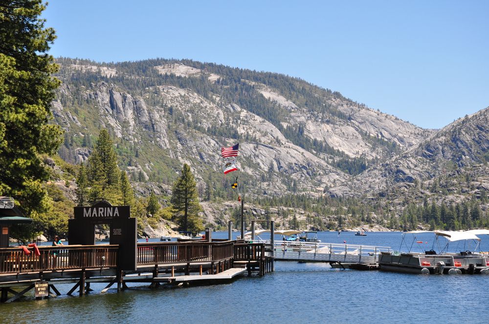 A marina at Pinecrest Lake Resort