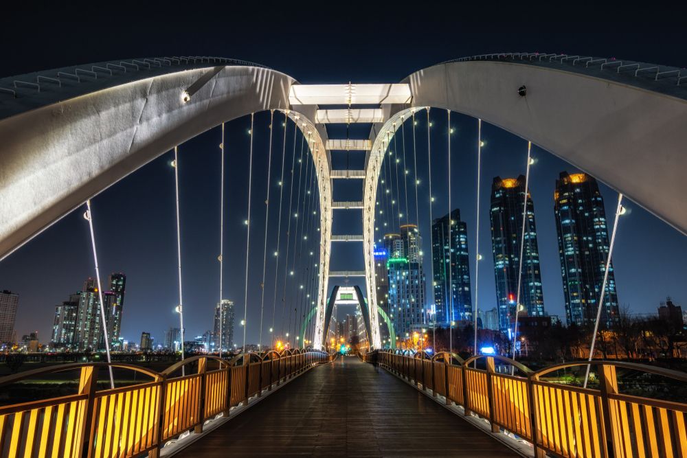Evening view of Taehwagang River Grand Park