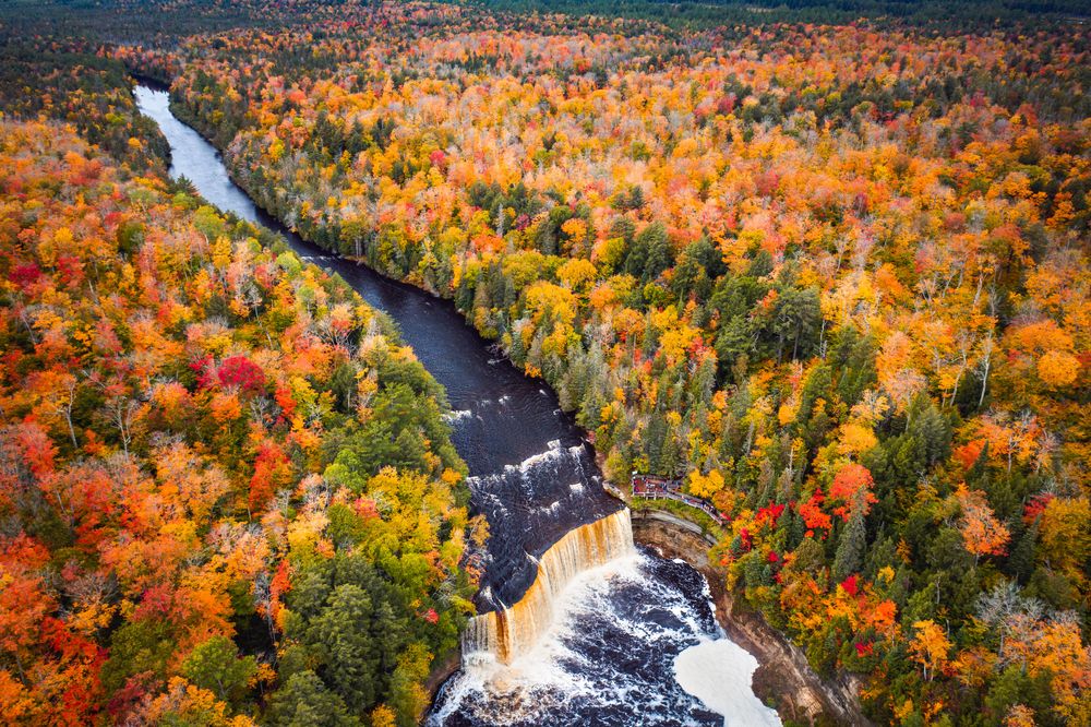 Bird's eye view of Tahquamenon Falls State Park