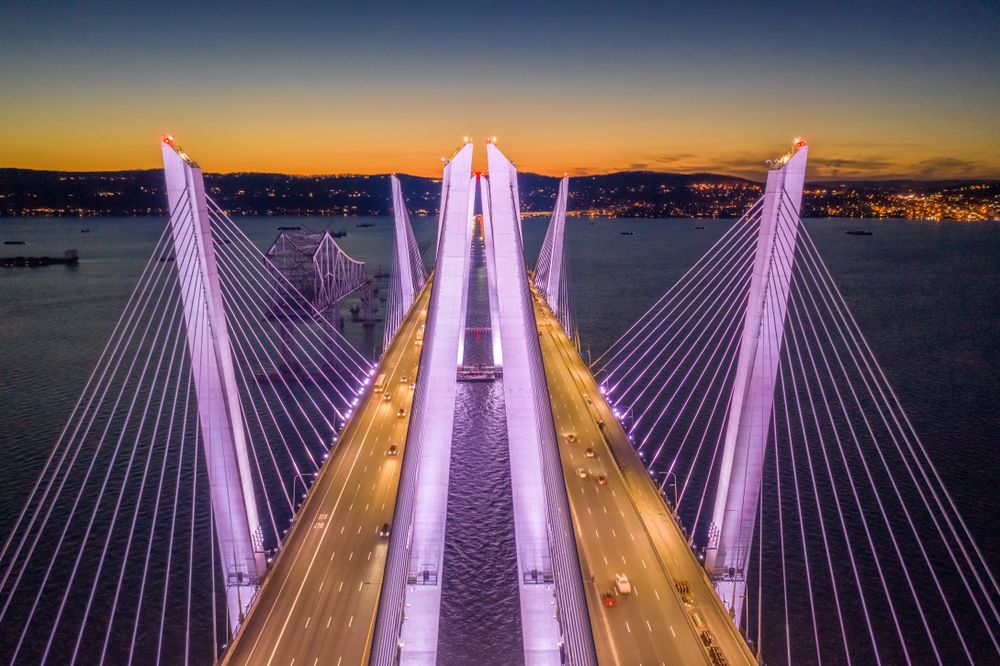 Night aerial view of Tappan Zee Bridge