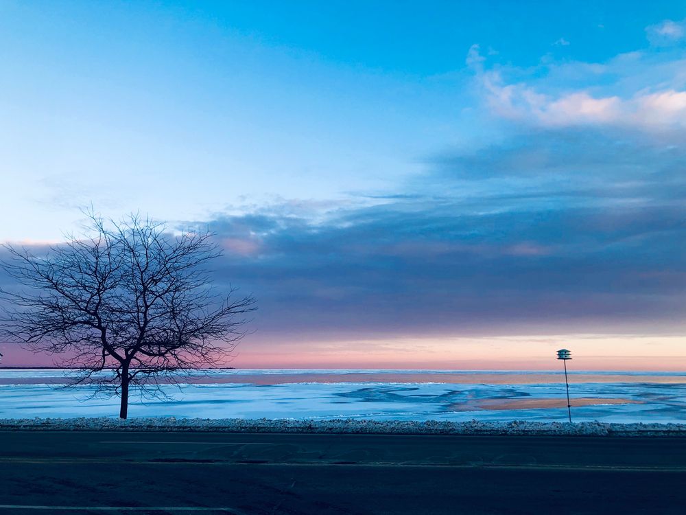 View of Tawas Bay during winter