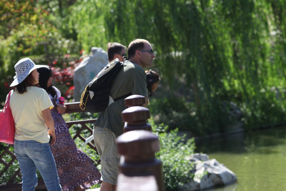 Tourists enjoying the beauty of nature at The Huntington Library, Art Museum, and Botanical Gardens