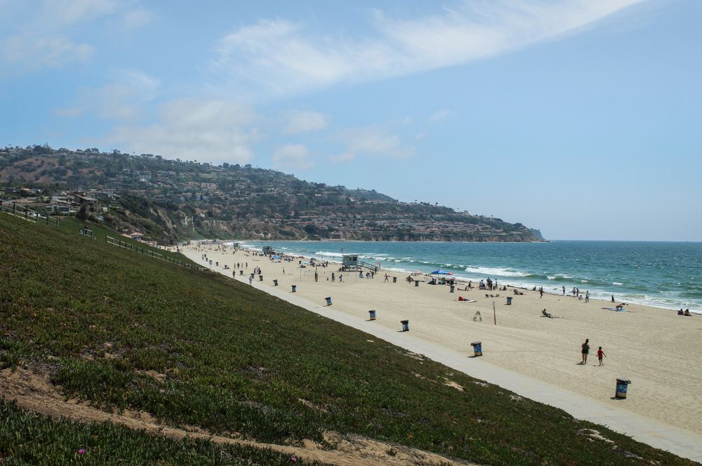 People walking around Torrance Beach