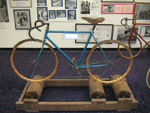 Display of an antique cycle at U.S. Bicycling Hall of Fame