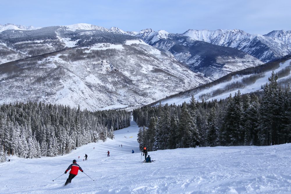 Downhill skiers at Vail Ski Resort