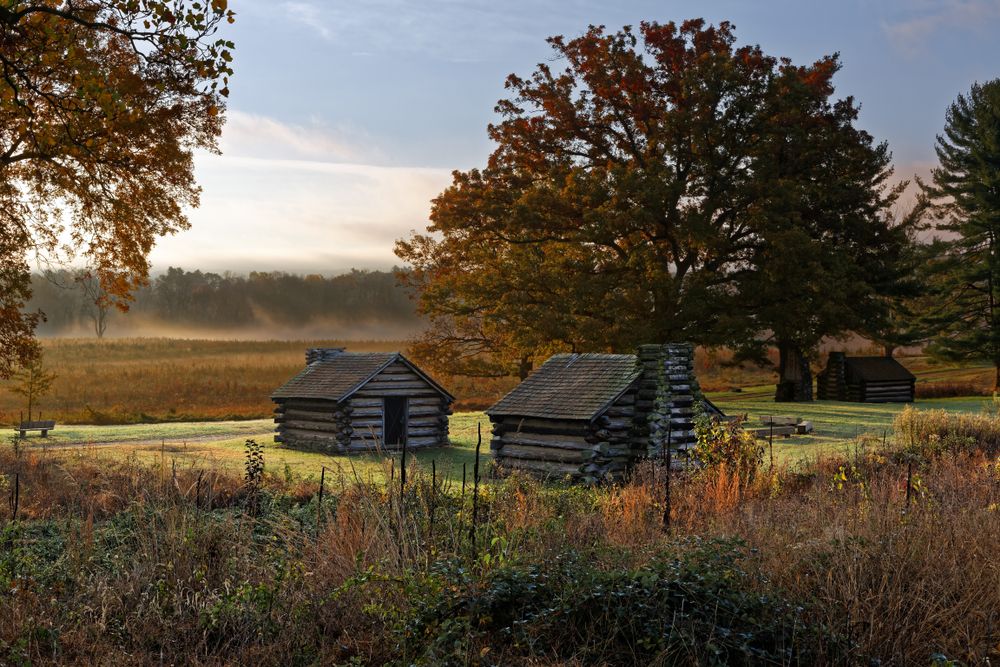 wood houses at Valley Forge National Historical Park