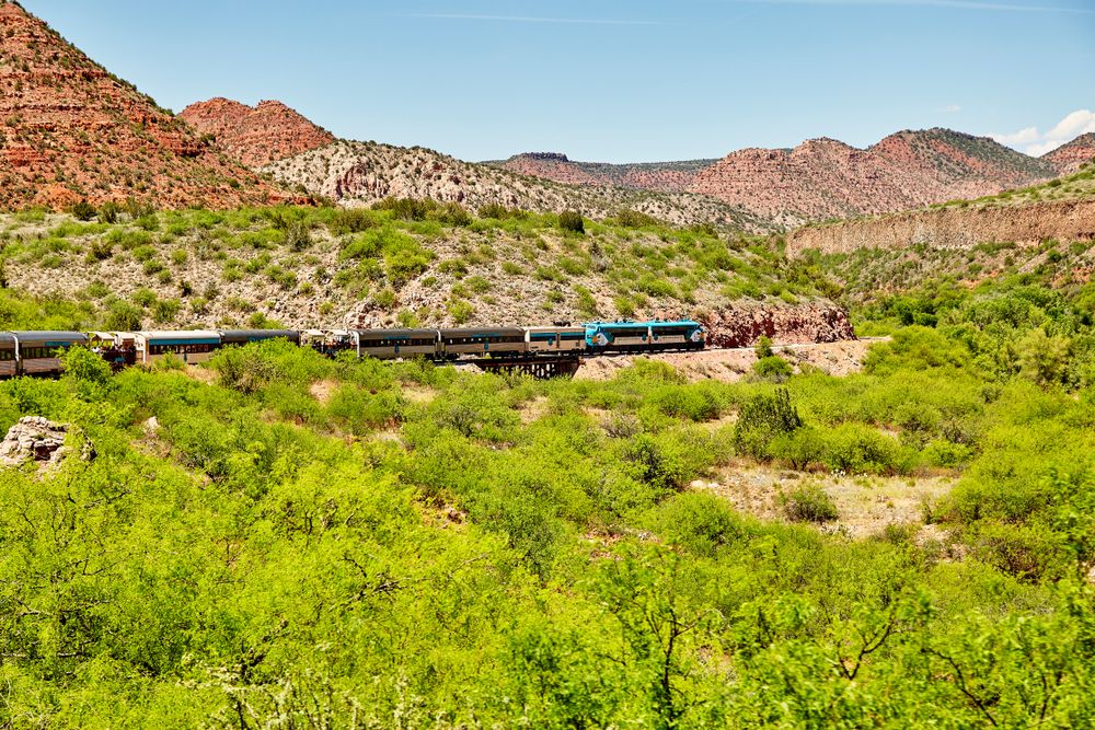 Train along Verde Canyon Railroad