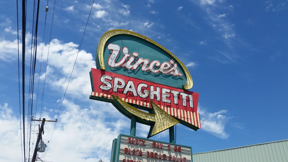 Signage of Vince’s Spaghetti